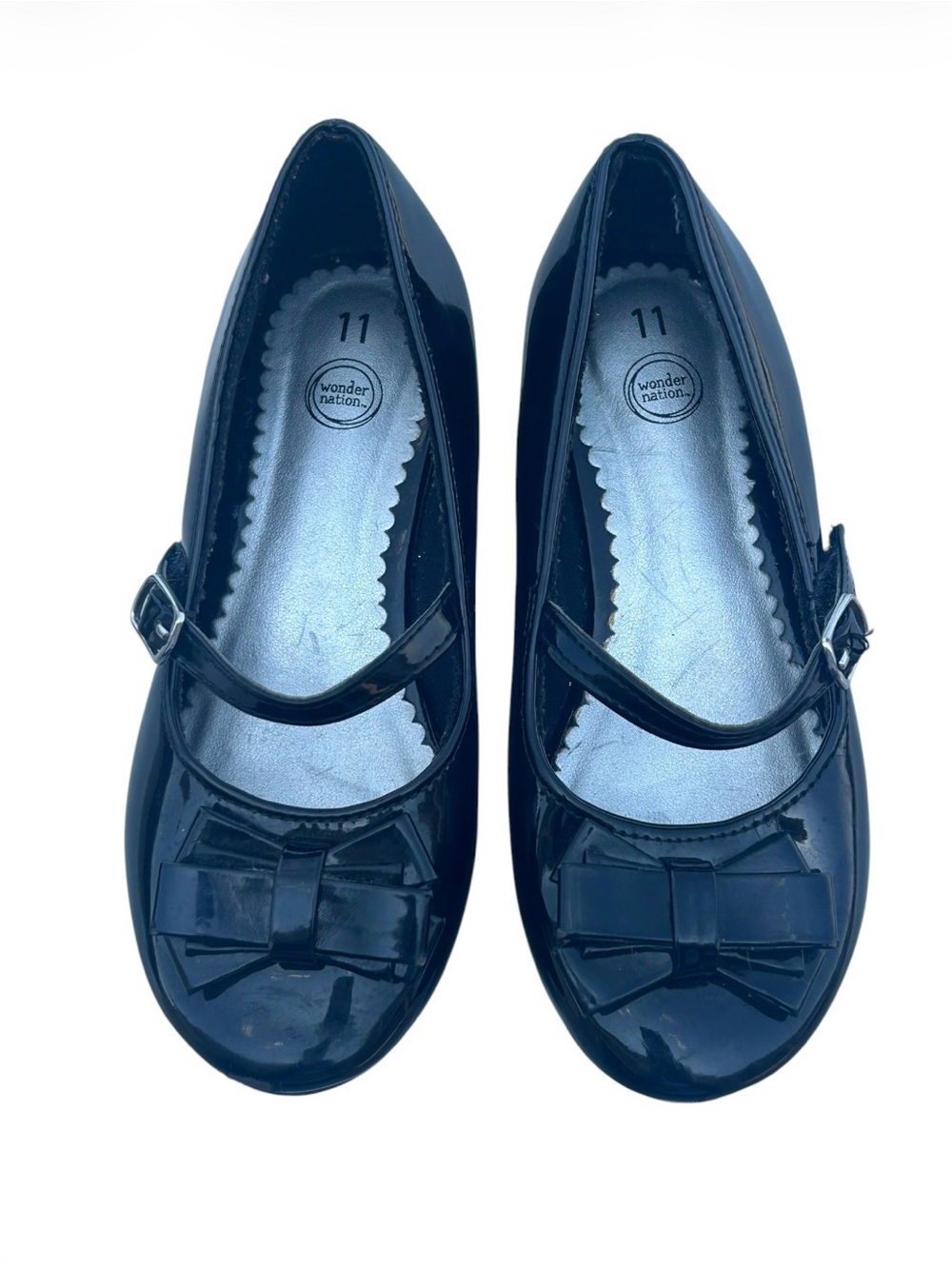 wonder nation Black Patent Mary Jane Flats with Bow